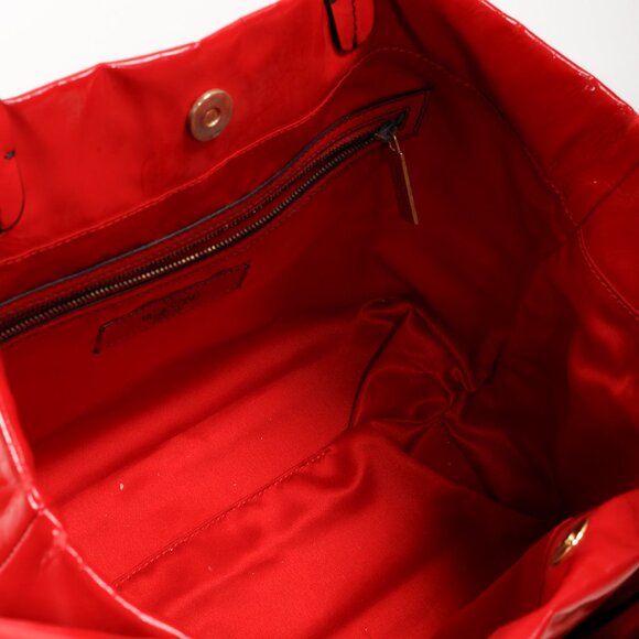 Valentino Red Patent Leather Lacca Bow Tote Shoulder Bag - Picture 5 of 12